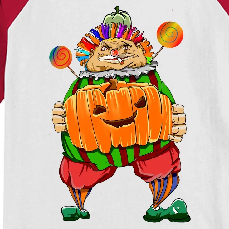 Clown Pumpkin Creepy Halloween Kids Colorblock Raglan Jersey