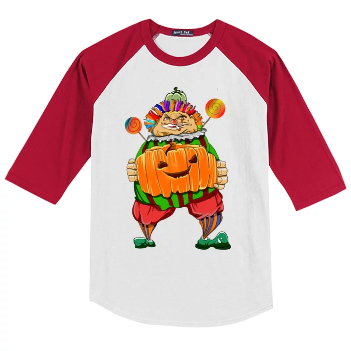 Clown Pumpkin Creepy Halloween Kids Colorblock Raglan Jersey