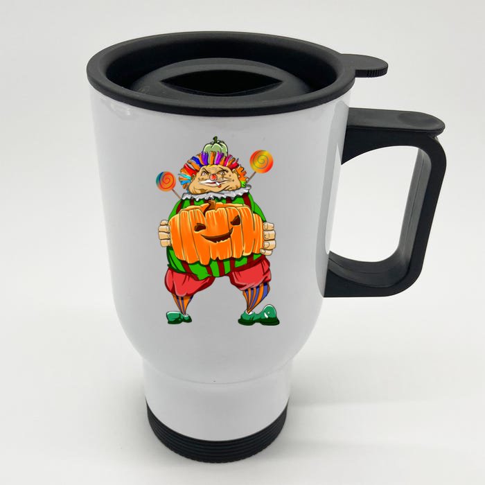 Clown Pumpkin Creepy Halloween Front & Back Stainless Steel Travel Mug