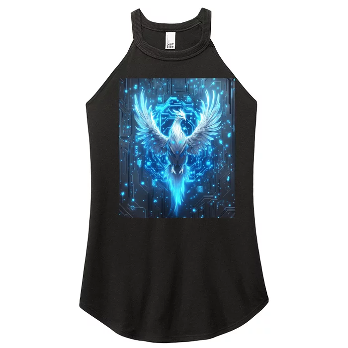 Cybernetic Phoenix Circuit Board Artwork Women’s Perfect Tri Rocker Tank