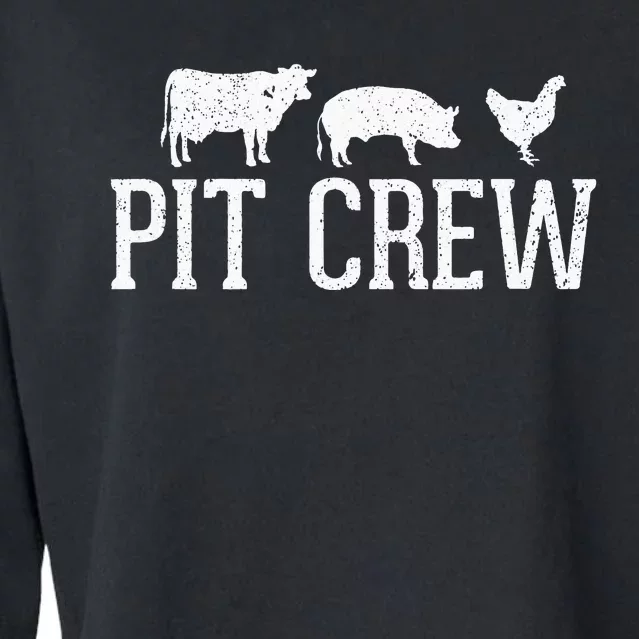 Cow Pig Chicken Barbecue Cookout Grilling Cropped Pullover Crew