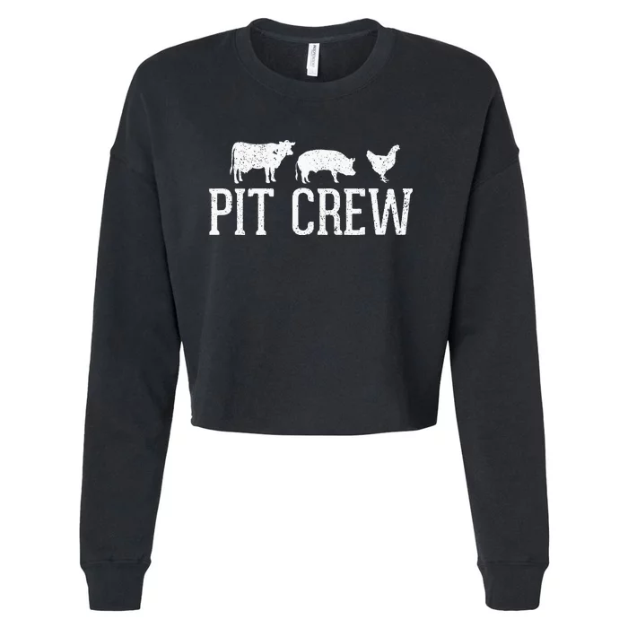 Cow Pig Chicken Barbecue Cookout Grilling Cropped Pullover Crew