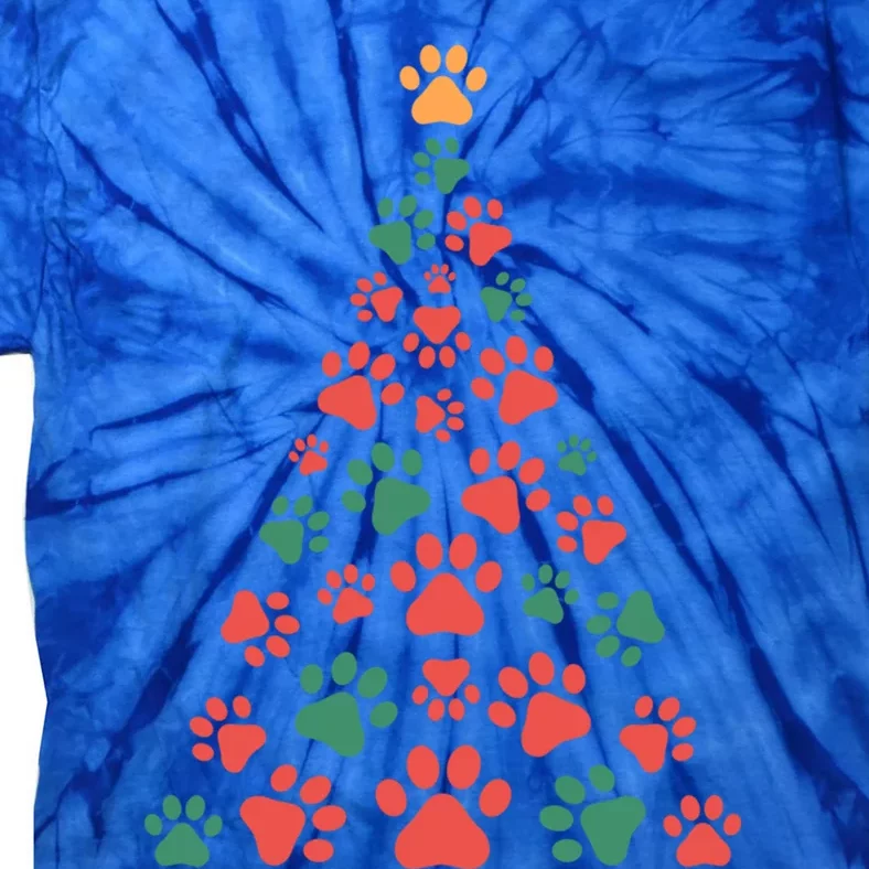 Cat Paws Christmas Tree For Cat Lovers Christmas Gift Tie-Dye T-Shirt