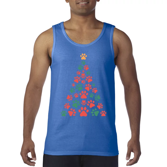 Cat Paws Christmas Tree For Cat Lovers Christmas Gift Tank Top