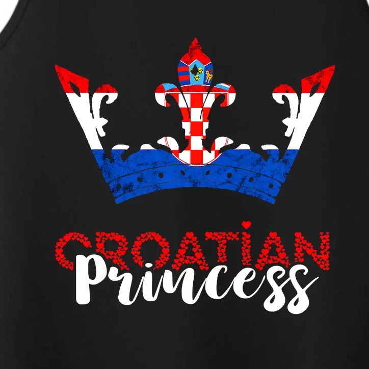 Croatian Princess Crown Croatia Croatian Flag Croatian Pride Performance Tank