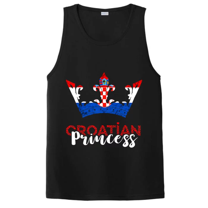 Croatian Princess Crown Croatia Croatian Flag Croatian Pride Performance Tank