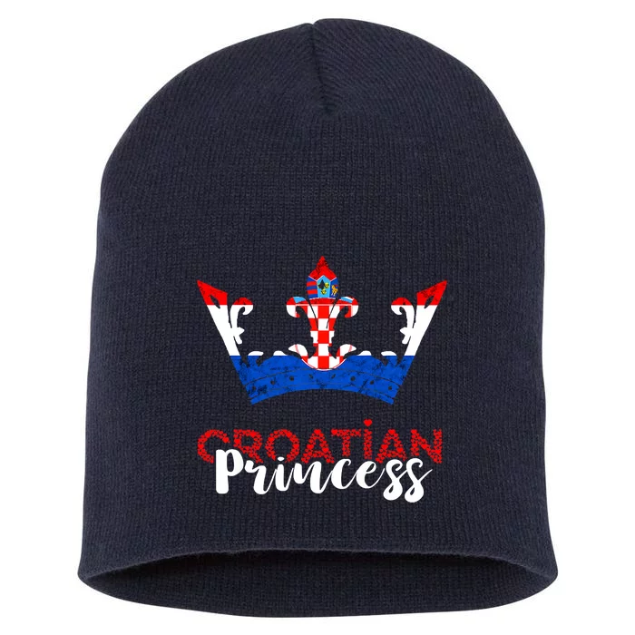 Croatian Princess Crown Croatia Croatian Flag Croatian Pride Short Acrylic Beanie