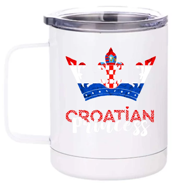 Croatian Princess Crown Croatia Croatian Flag Croatian Pride Front & Back 12oz Stainless Steel Tumbler Cup