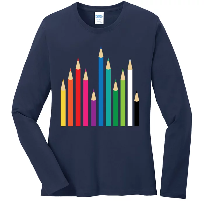 Colored Pencils Ladies Long Sleeve Shirt