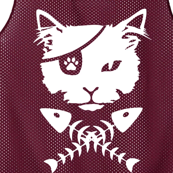 Cute Pirate Cat Mesh Reversible Basketball Jersey Tank