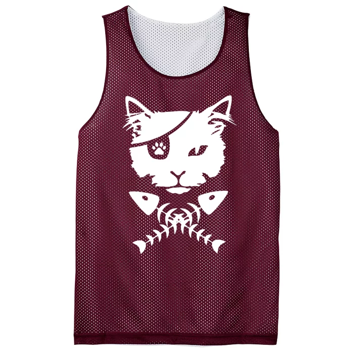 Cute Pirate Cat Mesh Reversible Basketball Jersey Tank