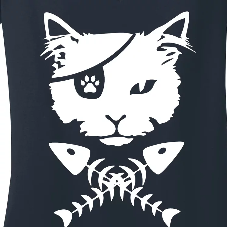 Cute Pirate Cat Women's V-Neck T-Shirt