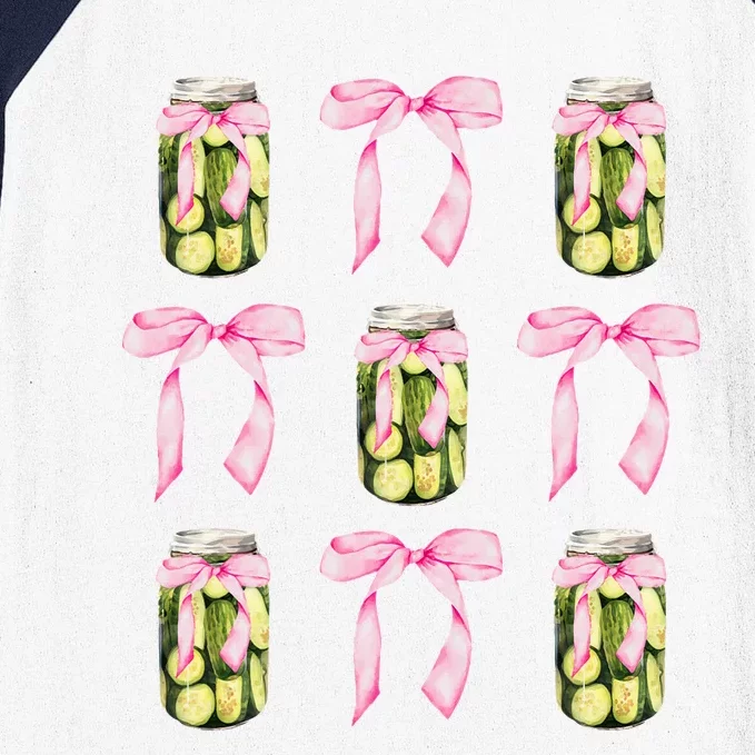 Canned Pickle Coquette Bows With Cute Pickle Jar Baseball Sleeve Shirt