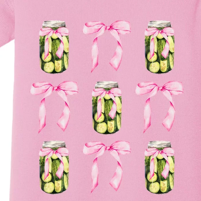 Canned Pickle Coquette Bows With Cute Pickle Jar Baby Bodysuit