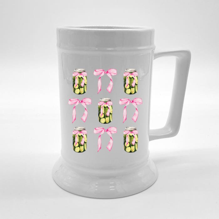 Canned Pickle Coquette Bows With Cute Pickle Jar Front & Back Beer Stein