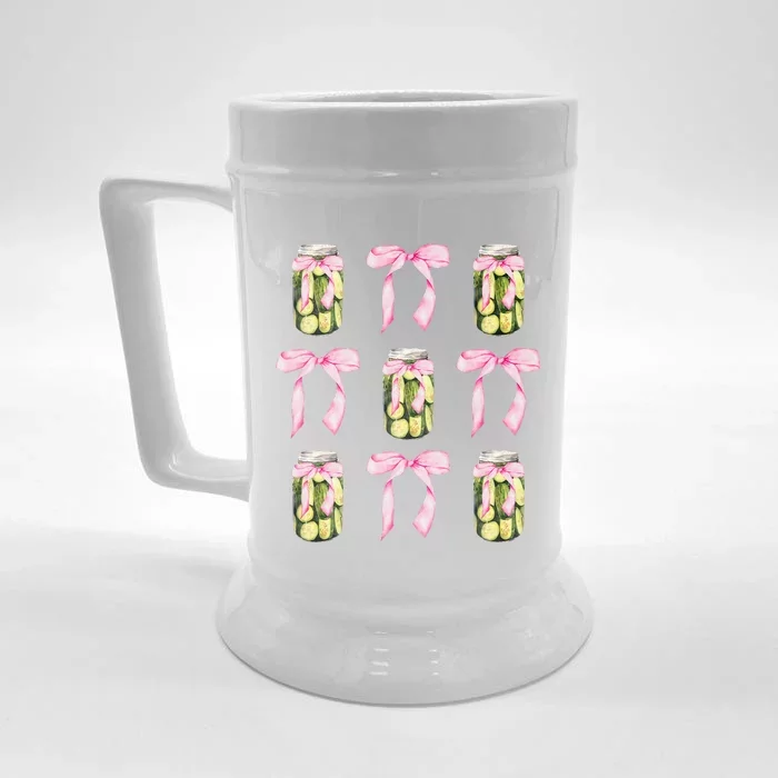 Canned Pickle Coquette Bows With Cute Pickle Jar Front & Back Beer Stein