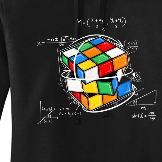 Competitive Puzzle Cube Math Lovers Funny Speed Cubing Women's Pullover Hoodie