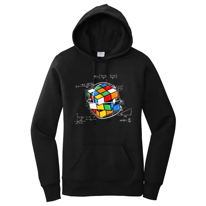 Competitive Puzzle Cube Math Lovers Funny Speed Cubing Women's Pullover Hoodie