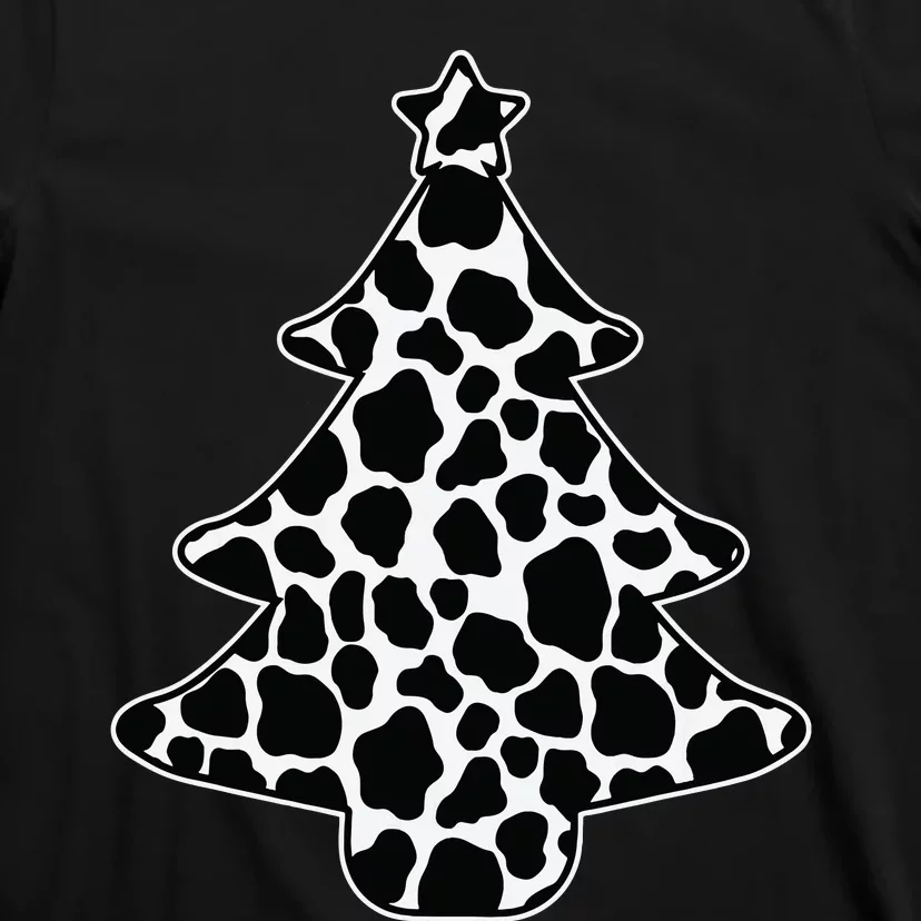 Cow Print Christmas Tree Pajama Xmas Farm Animal Farmer T-Shirt