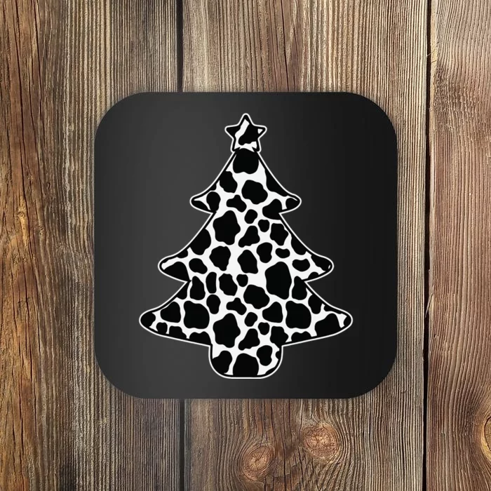 Cow Print Christmas Tree Pajama Xmas Farm Animal Farmer Coaster