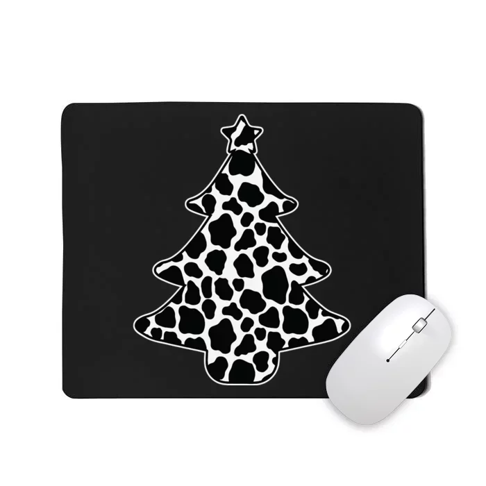 Cow Print Christmas Tree Pajama Xmas Farm Animal Farmer Mousepad