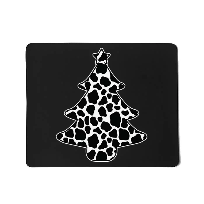 Cow Print Christmas Tree Pajama Xmas Farm Animal Farmer Mousepad