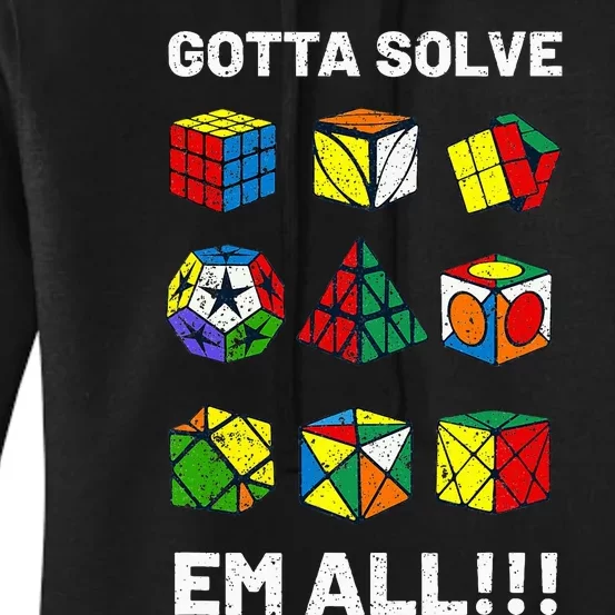 Competitive Puzzle Cube Gotta Solve Em All Women's Pullover Hoodie