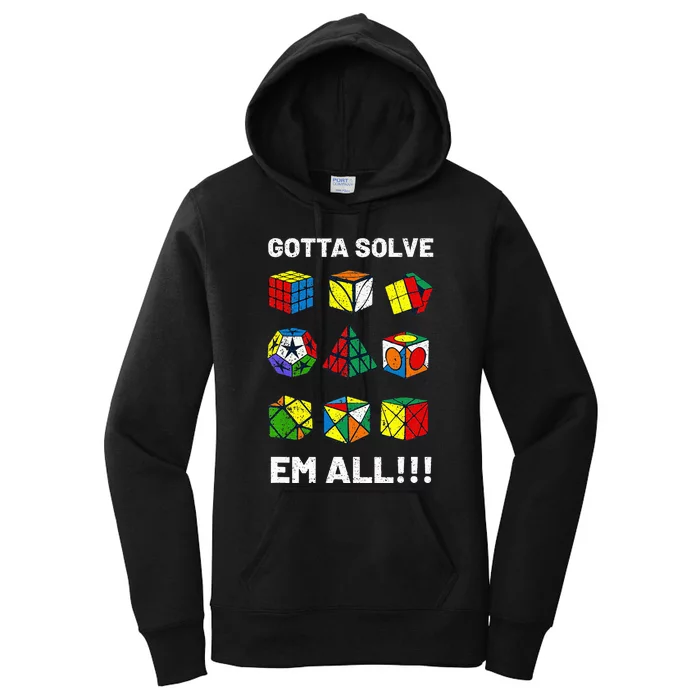 Competitive Puzzle Cube Gotta Solve Em All Women's Pullover Hoodie