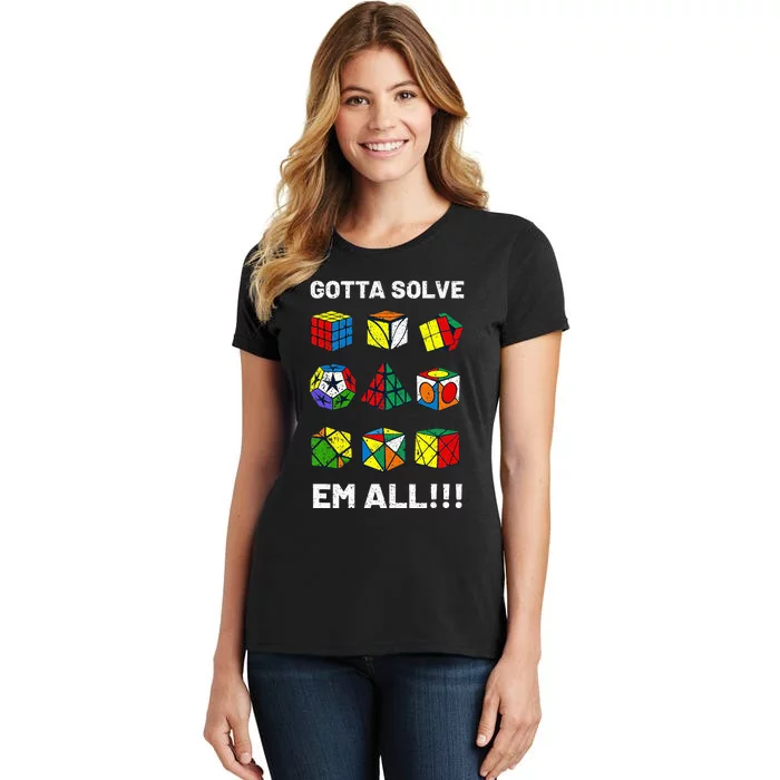 Competitive Puzzle Cube Gotta Solve Em All Women's T-Shirt