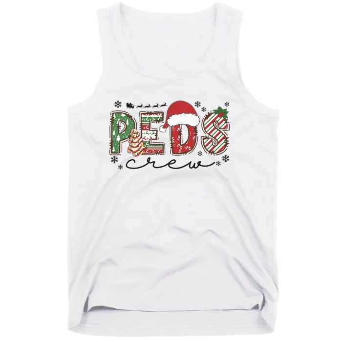 Christmas Pediatric Crew Peds Nurse Santa Hat Nursing Team Tank Top