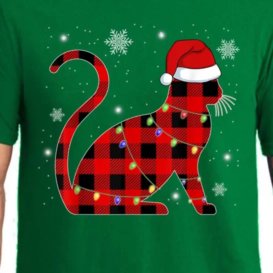 Christmas Plaid Cat Holiday Cute Pajama Set