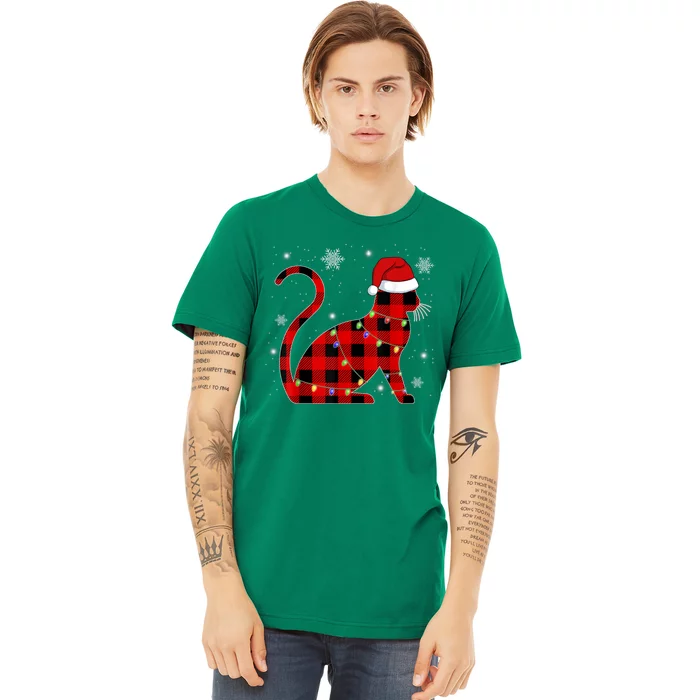 Christmas Plaid Cat Holiday Cute Premium T-Shirt