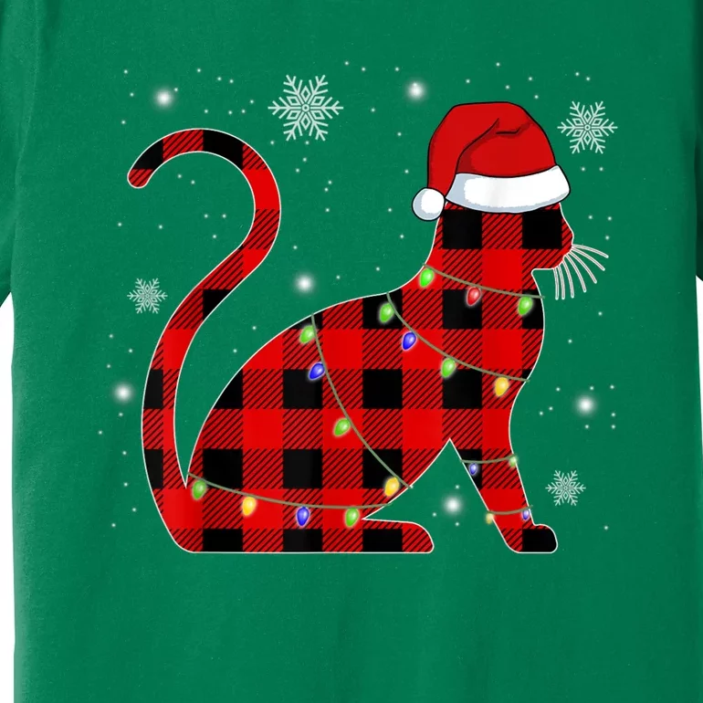 Christmas Plaid Cat Holiday Cute Premium T-Shirt