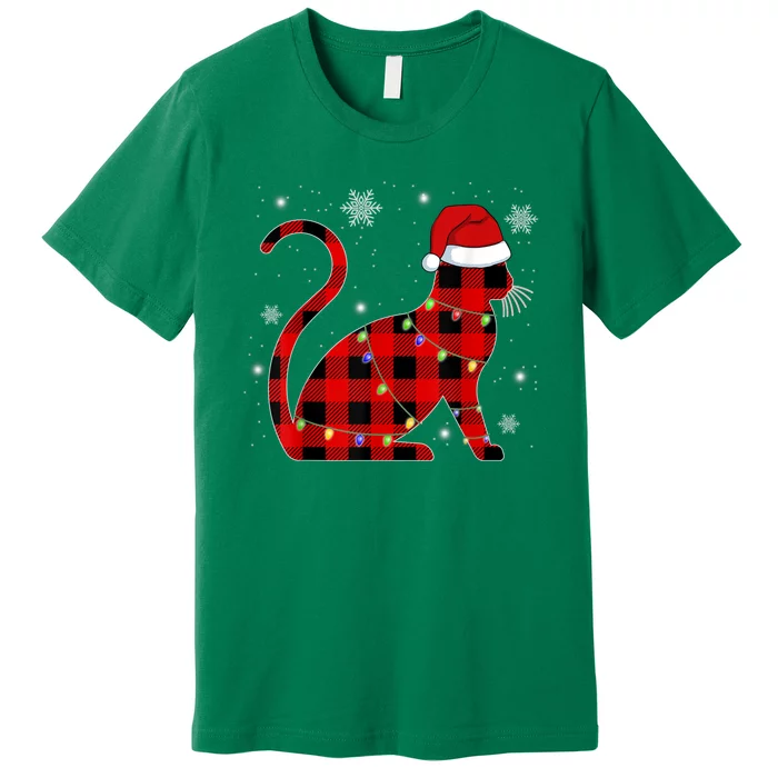 Christmas Plaid Cat Holiday Cute Premium T-Shirt