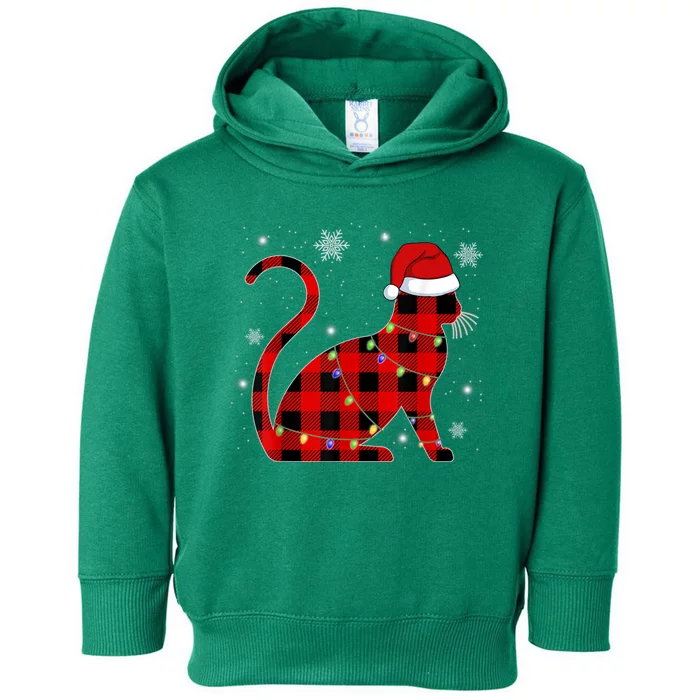 Christmas Plaid Cat Holiday Cute Toddler Hoodie