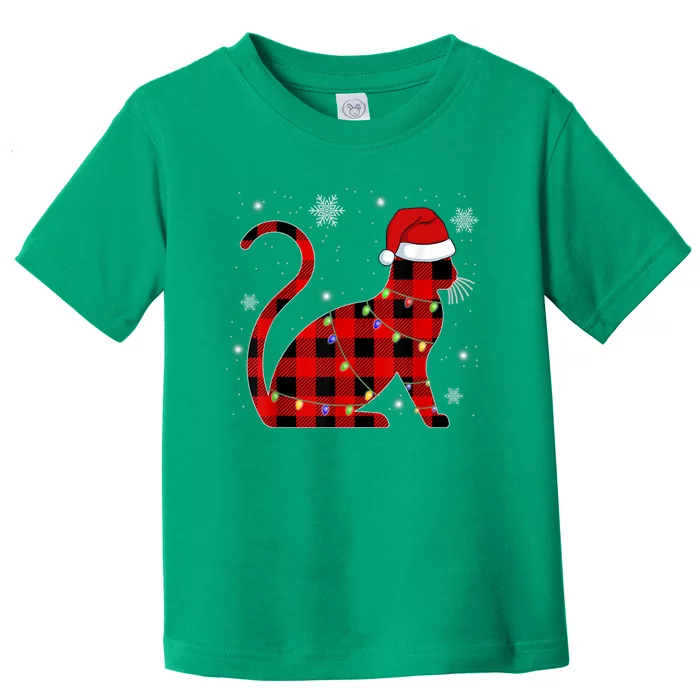 Christmas Plaid Cat Holiday Cute Toddler T-Shirt