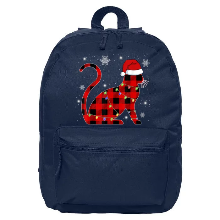 Christmas Plaid Cat Holiday Cute 16 in Basic Backpack