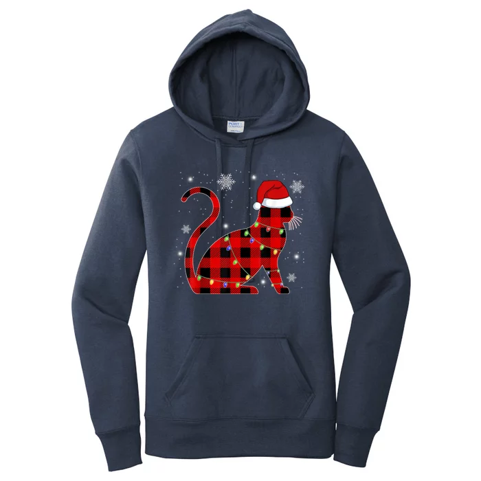 Christmas Plaid Cat Holiday Cute Women's Pullover Hoodie