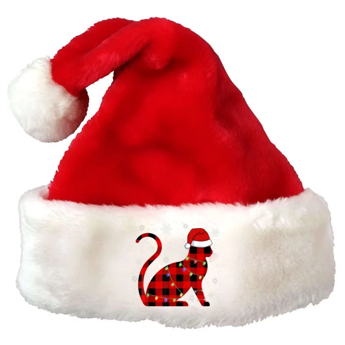 Christmas Plaid Cat Holiday Cute Premium Christmas Santa Hat