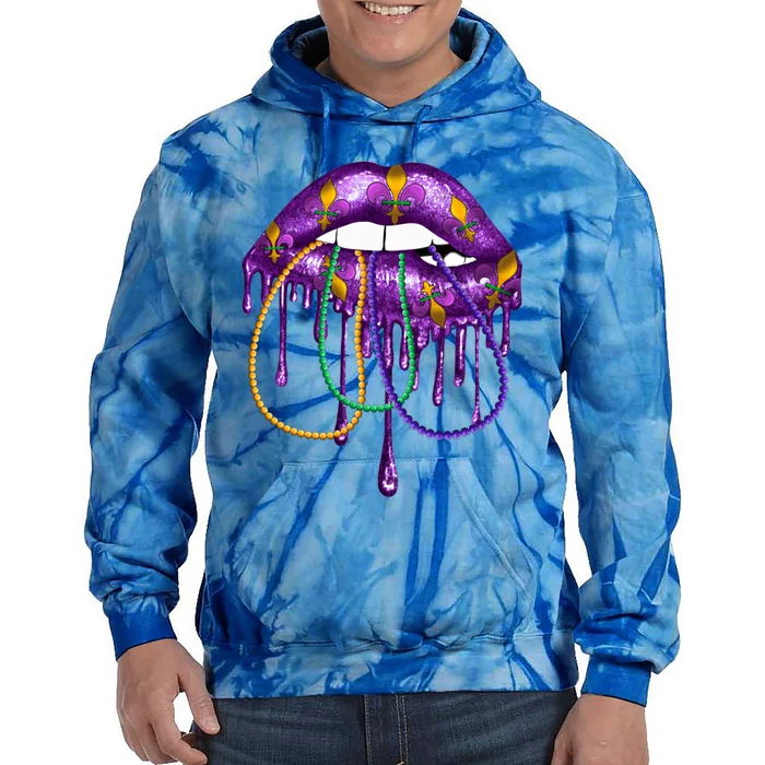 Costume Party Carnival Parade Lips Mardi Gras Cute Gift Tie Dye Hoodie