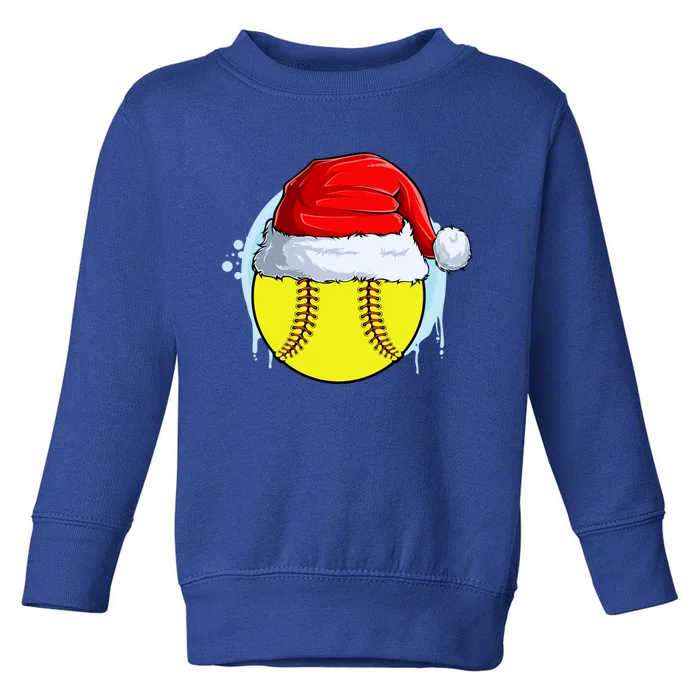 Catcher Pitcher Christmas Softball Ball Santa Hat Gift Toddler Sweatshirt