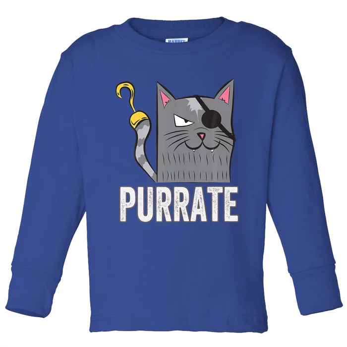 Cat Pirate Cats Halloween Cat Lover Gift Toddler Long Sleeve Shirt