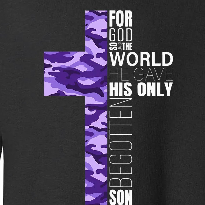 Cute Purple Camo Christian Cross Toddler Sweatshirt