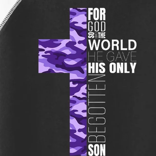 Cute Purple Camo Christian Cross Toddler Fine Jersey T-Shirt