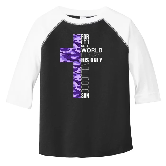 Cute Purple Camo Christian Cross Toddler Fine Jersey T-Shirt