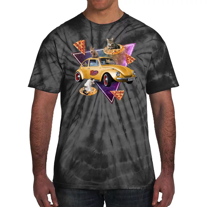 Cat Pizza Car Galaxy Tie-Dye T-Shirt