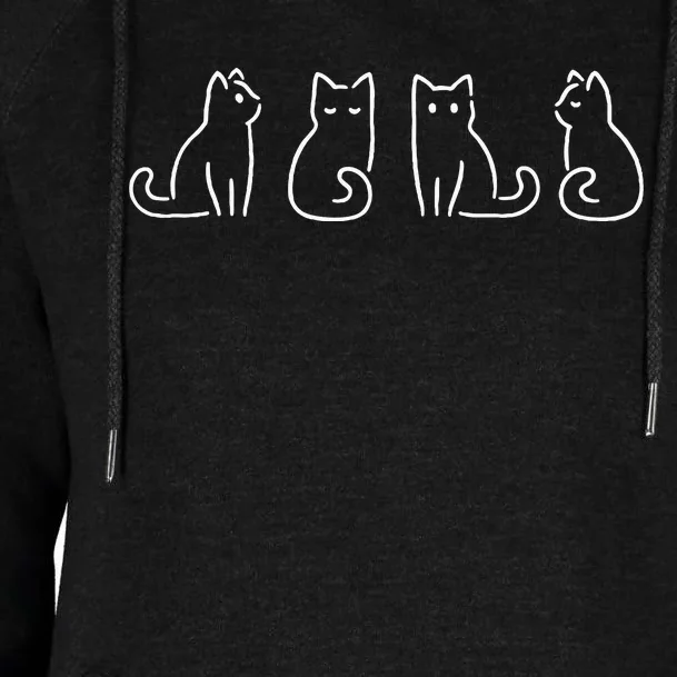 Cat Poses Cat Lover Minimalist Art Womens Funnel Neck Pullover Hood