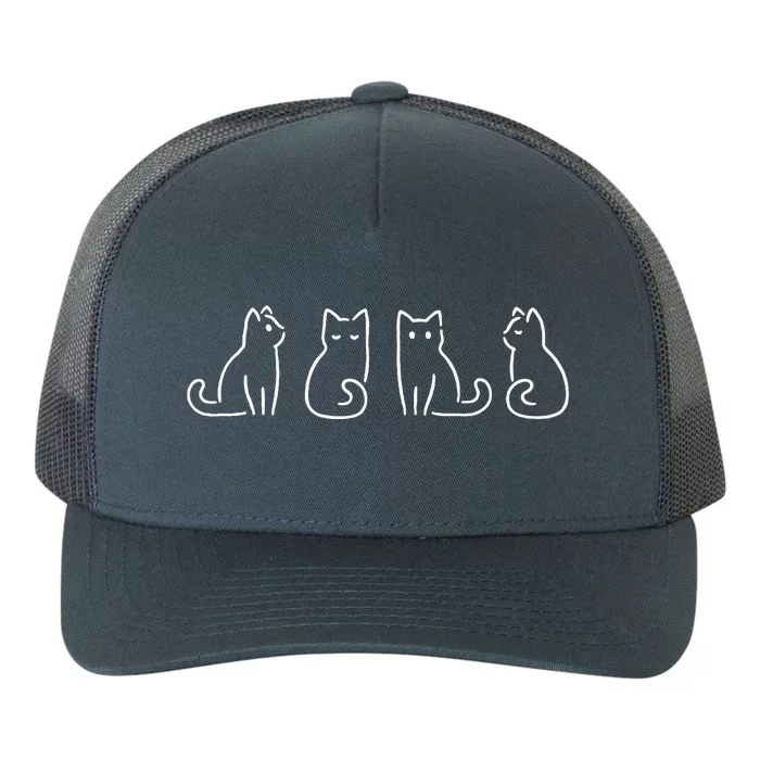 Cat Poses Cat Lover Minimalist Art Yupoong Adult 5-Panel Trucker Hat