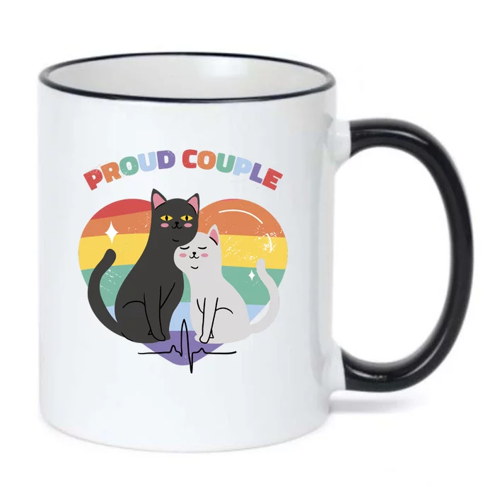 Cat Proud Couple Pride Heart Black Color Changing Mug