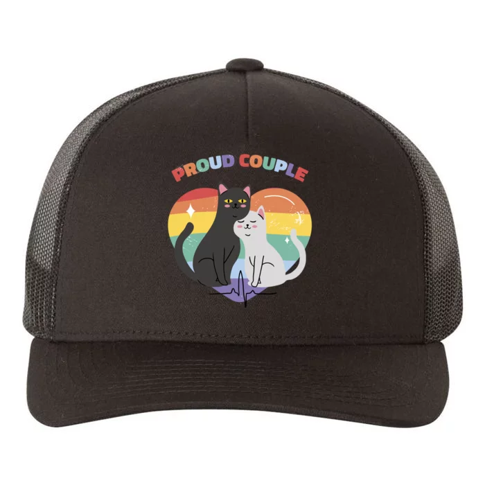 Cat Proud Couple Pride Heart Yupoong Adult 5-Panel Trucker Hat